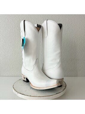 Lane EMMA JANE Womens Cowboy Boots Matte White Western Mid Calf Tall Snip Toe 11